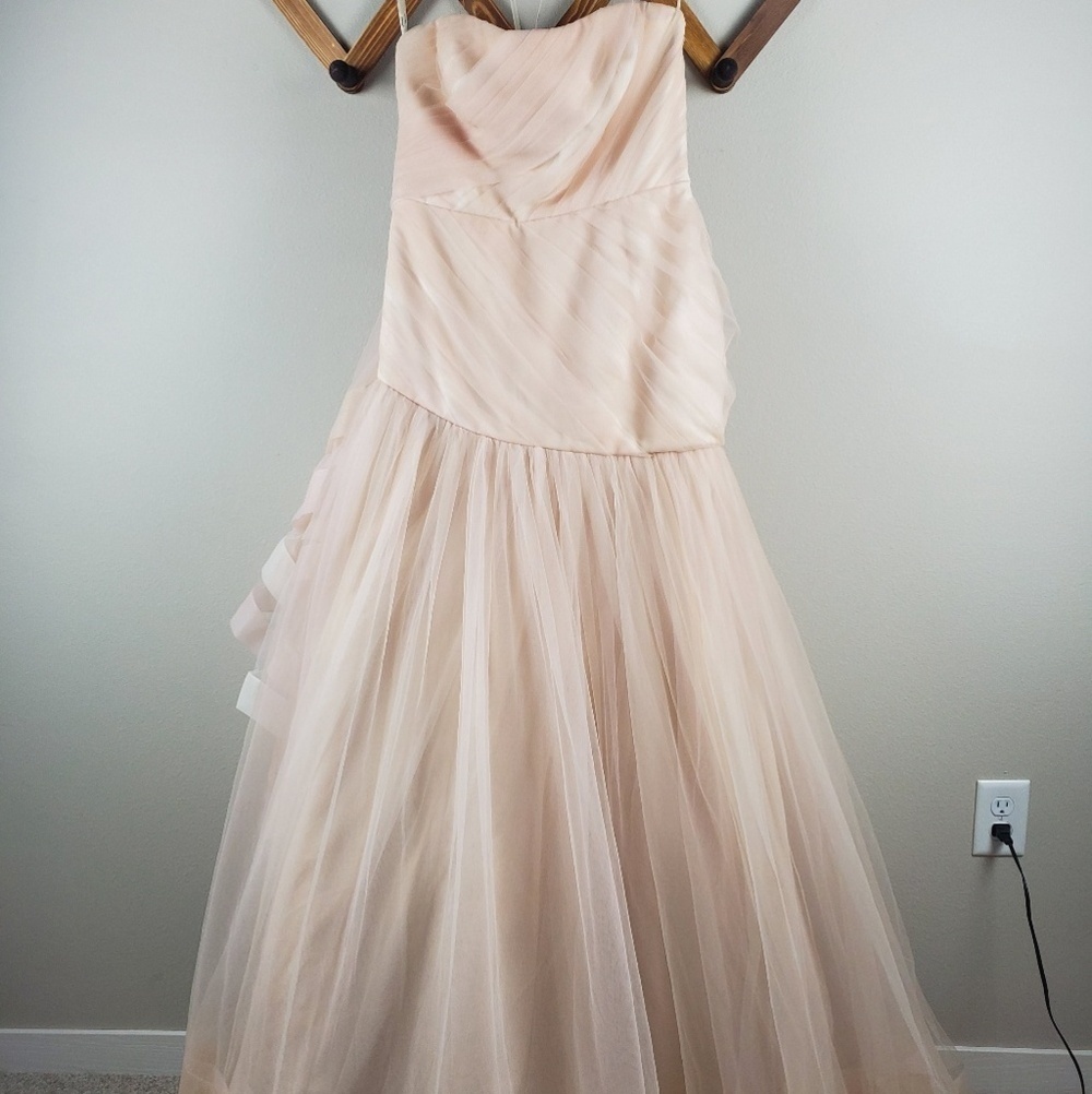 Vera Wang Blush/Ivory Wedding Dress Pink Tulle Trumpet Fitted W/train SZ 10/12 - Picture 2 of 12
